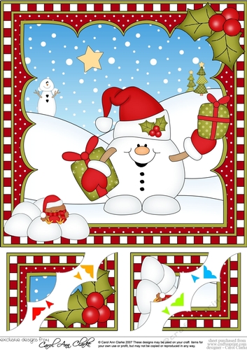 Christmas Snowball Sam 8 x 8 Scalloped Corner Topper  