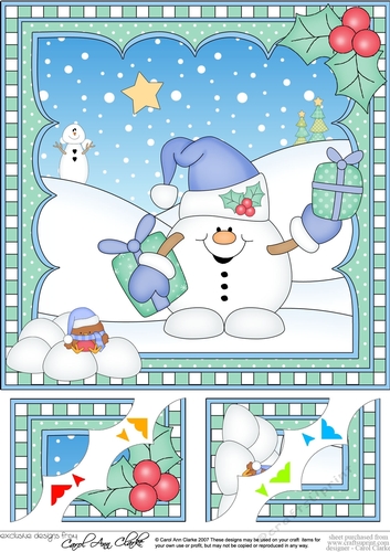 Christmas Snowball Sam 8 x 8 Scalloped Corner Topper  