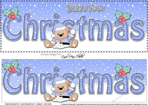 Large DL BABYS 1st CHRISTMAS  3D decoupage with Livvy Bear