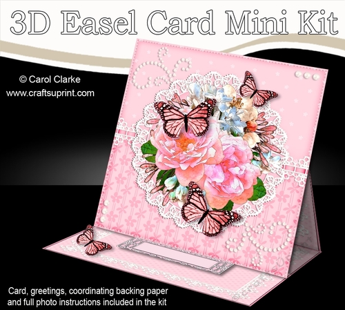 3D Easel Card Mini Kit - A Touch of Elegance - Flowers, Lace, Butterflies & Pearls
