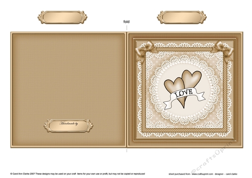 Romantic Love Hearts  - Quick Cut and Fold Card 