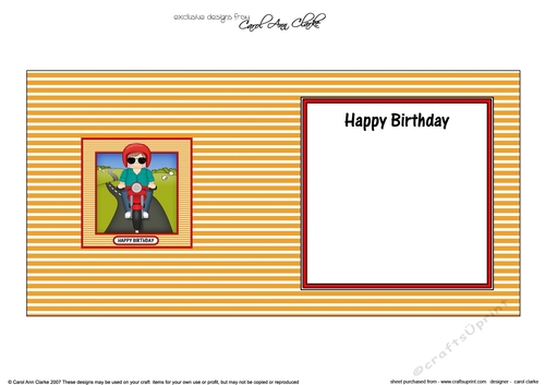 Square Landscape Insert Topper - Little Motorbike Rider hits the Open Road