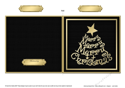 Elegant Merry Christmas Tree - Quick Cut and Fold Card 