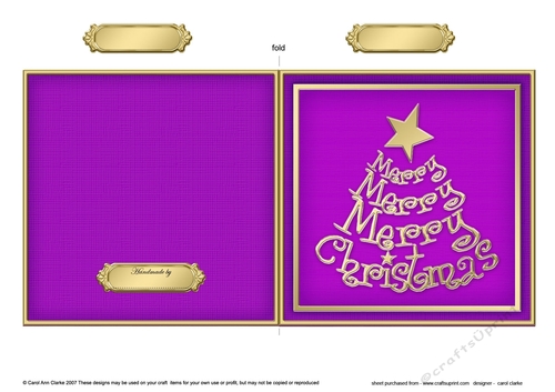 Elegant Merry Christmas Tree - Quick Cut and Fold Card 