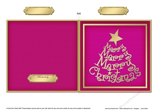 Elegant Merry Christmas Tree - Quick Cut and Fold Card 