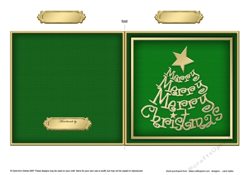 Elegant Merry Christmas Tree - Quick Cut and Fold Card 