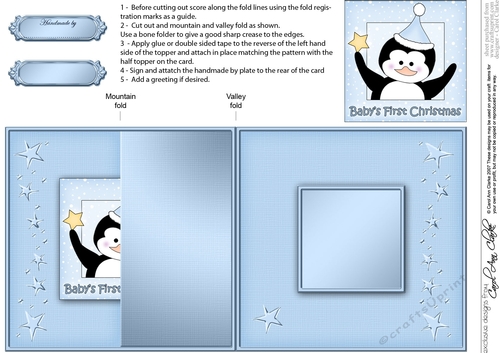 Cute Babys First Christmas Penguin - No-Hole Fold Back Card