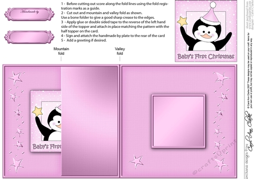 Cute Babys First Christmas Penguin - No-Hole Fold Back Card