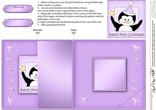 Cute Babys First Christmas Penguin - No-Hole Fold Back Card