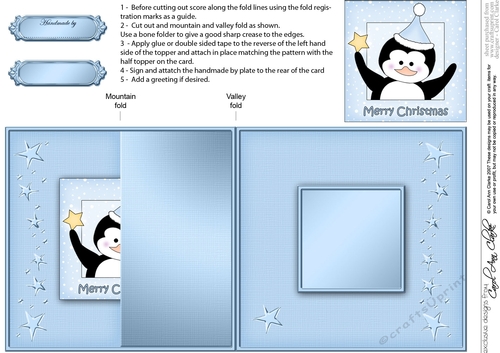 Cute Christmas Penguin - No-Hole Fold Back Card