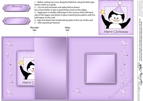 Cute Christmas Penguin - No-Hole Fold Back Card