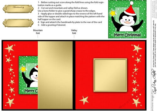 Cute Christmas Penguin - No-Hole Fold Back Card