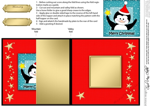 Cute Christmas Penguin - No-Hole Fold Back Card