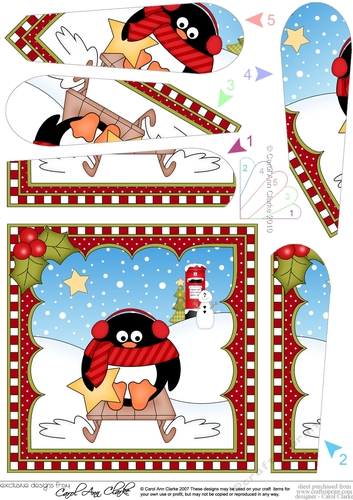Christmas Penguin Fan Pyramage Topper