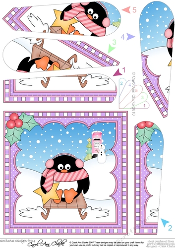 Christmas Penguin Fan Pyramage Topper