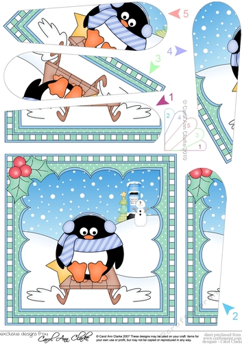Christmas Penguin Fan Pyramage Topper