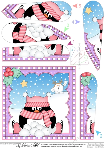 Christmas Penguin Fan Pyramage Topper