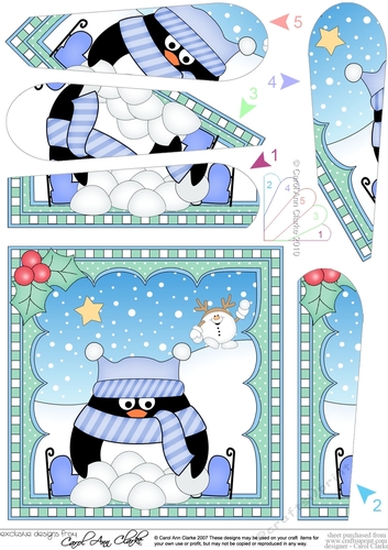Christmas Penguin Fan Pyramage Topper