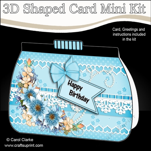 3D Shaped Card  Kit - A Touch of Elegance Flowers, Lace & Pearls Clutch Bag