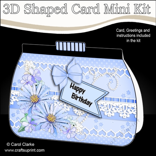 3D Shaped Card  Kit - A Touch of Elegance Flowers, Lace & Pearls Clutch Bag