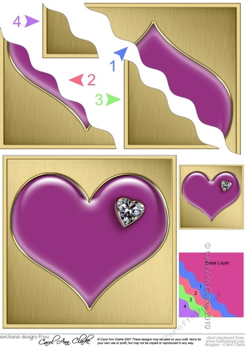 Romantic Enamel Heart with a Diamond - Wavy Corner side stacker Topper