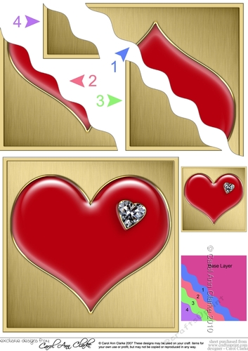 Romantic Enamel Heart with a Diamond - Wavy Corner side stacker Topper