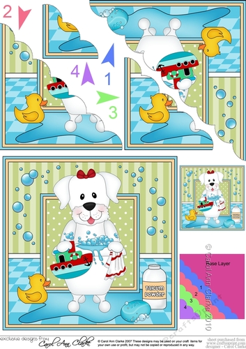 Scalloped Corner Stacker - Bathtub Buddies - Little White Labrador Dog