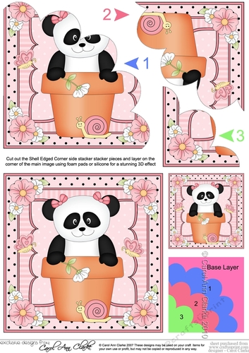 Flower Pot Friends Cute Little Panda Shell Edged Corner Side Stacker