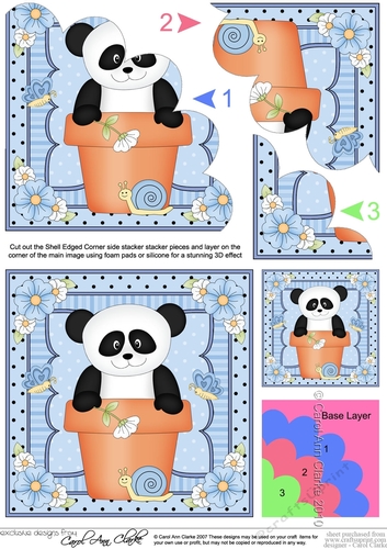 Flower Pot Friends Cute Little Panda Shell Edged Corner Side Stacker