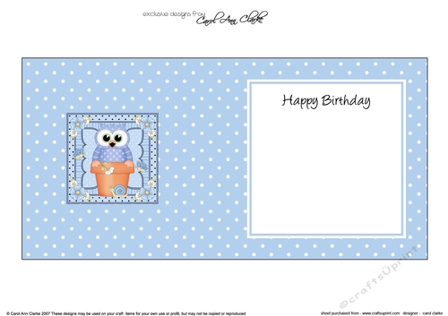 Flower Pot Friends Cute Little Hoot Owl square landscape insert