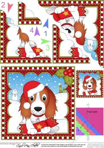 Christmas Scalloped Corner Stacker - Little Springer Spaniel Dog