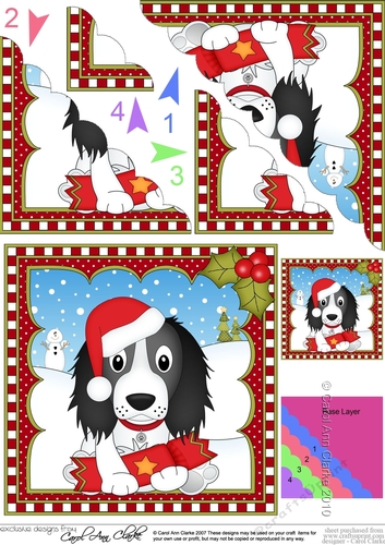 Christmas Scalloped Corner Stacker - Little Springer Spaniel Dog