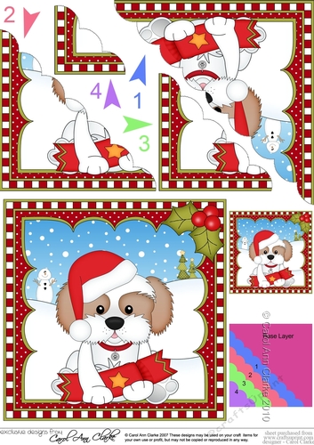 Christmas Scalloped Corner Stacker - Little Cavachon Dog