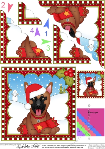 Christmas Scalloped Corner Stacker - Little German Shepherd Dog
