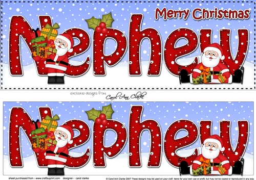 Large DL Merry Christmas NEPHEW 3D decoupage with Santa 3D decoupage 
