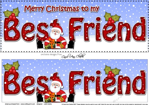Large DL Merry Christmas to my BEST FRIEND 3D decoupage with Santa 3D decoupage 