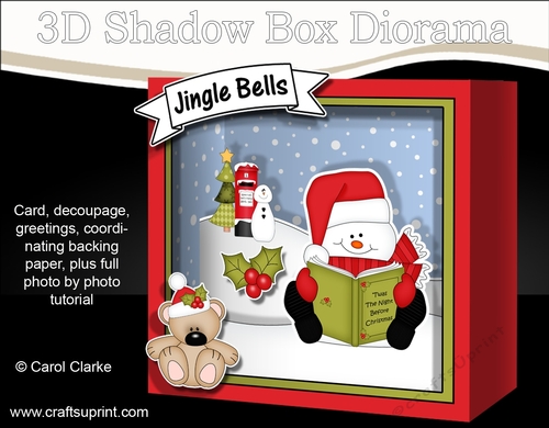 3D Christmas Diorama Shadow Box Card Mini Kit - Snowman Oli reads an Xmas Story