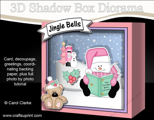 3D Christmas Diorama Shadow Box Card Mini Kit - Snowman Oli reads an Xmas Story
