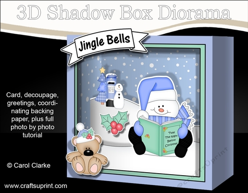 3D Christmas Diorama Shadow Box Card Mini Kit - Snowman Oli reads an Xmas Story