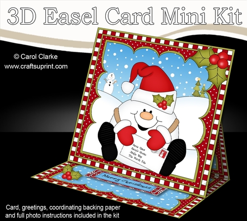 3D Easel Card Mini Kit - Christmas Snowball Sam has a Letter for Santa