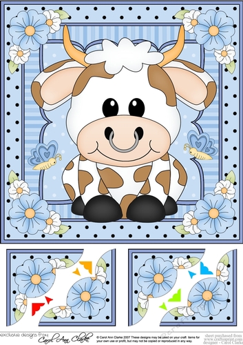 8 x 8 Cute Little Billy Bull Scalloped Corner Topper 