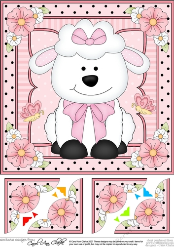 8 x 8 Cute Little Lamb Scalloped Corner Topper 
