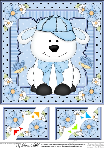 8 x 8 Cute Little Lamb Scalloped Corner Topper 