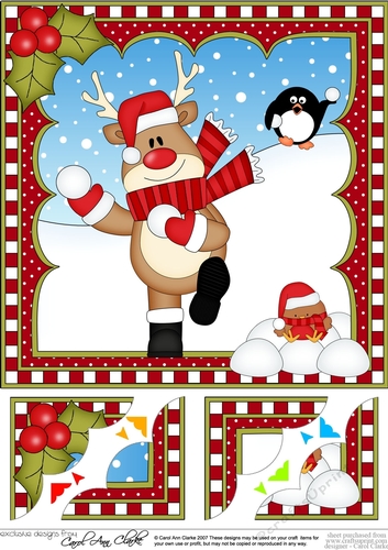 Christmas Rudolph 8 x 8 Scalloped Corner Topper 