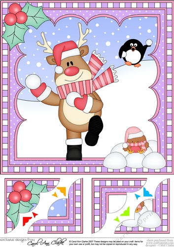 Christmas Rudolph 8 x 8 Scalloped Corner Topper 