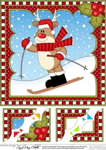 Christmas Rudolph 8 x 8 Scalloped Corner Topper 