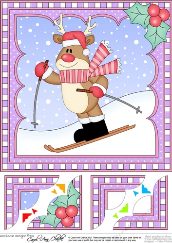 Christmas Rudolph 8 x 8 Scalloped Corner Topper 