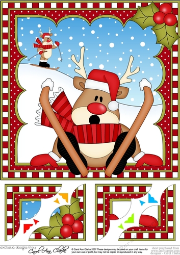 Christmas Rudolph 8 x 8 Scalloped Corner Topper 