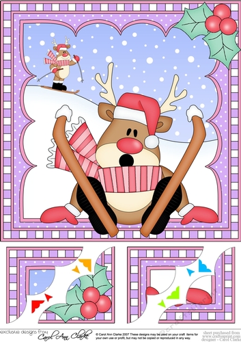 Christmas Rudolph 8 x 8 Scalloped Corner Topper 