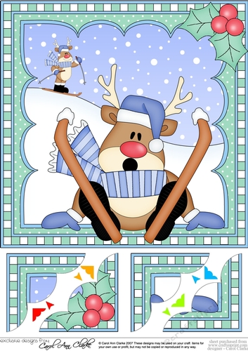 Christmas Rudolph 8 x 8 Scalloped Corner Topper 